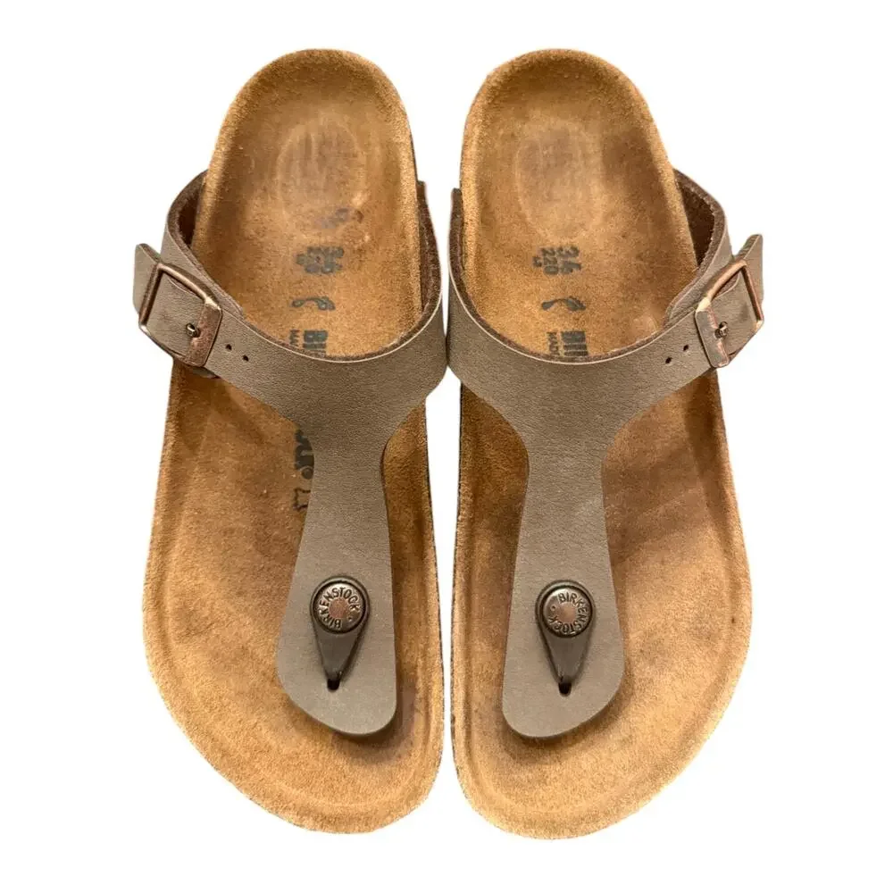 Birkenstock Gizeh Birkibuc Sandal Mocha Brown Big Kid’s Size 3 EU 34 Slip-On